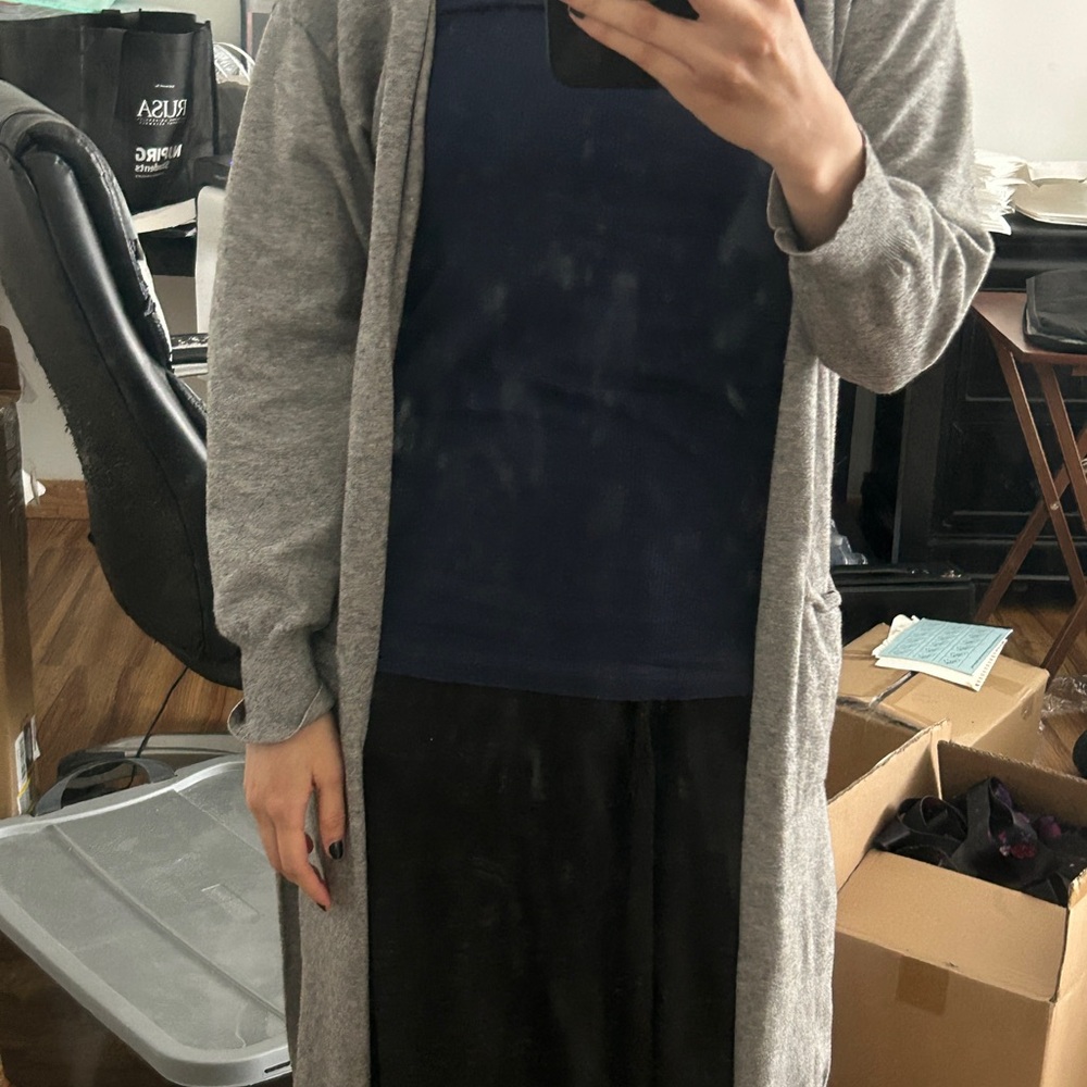 Women’s Gray Cardigan Jacket With Pockets Made